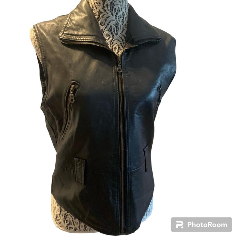 Women’s Black Leather Vest